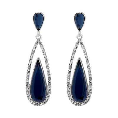 Blue crystal elongated peardrop earring